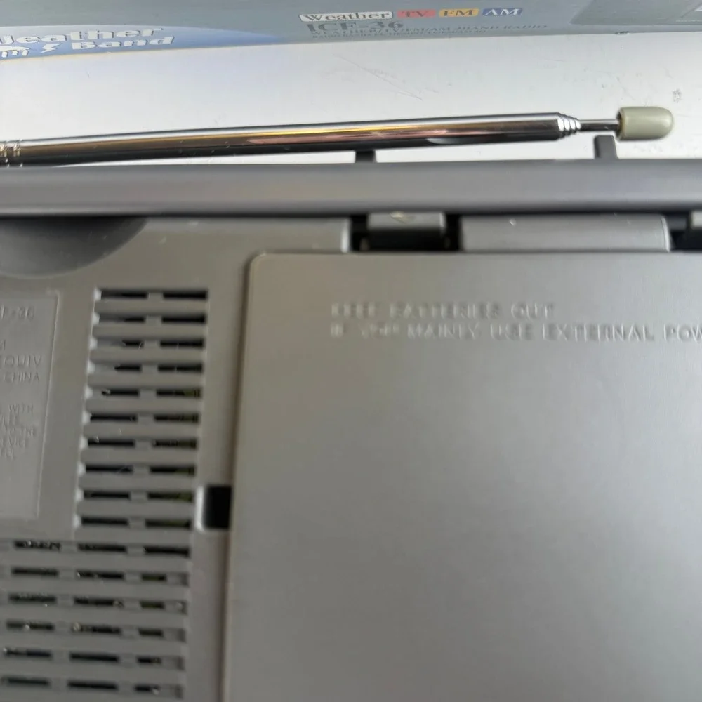 Sony ICF-36 Portable Radio Weather TV FM AM Gray Tone Control 5W Like New